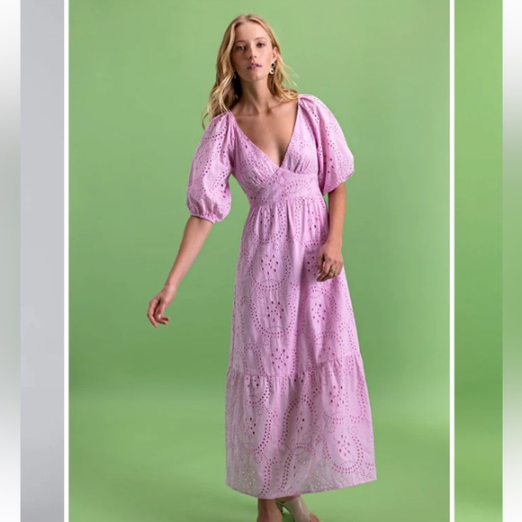 Sanctuary Maxi Eyelet Dress Pink size 0 - Picture 1 of 4
